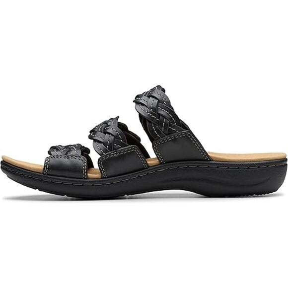 NWT Clarks Women’s Laurieann Rio Sandal Black Leather Size 8 - Picture 2 of 6